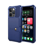 iPhone 15 Pro Hybrid Bagside Cover m. Pung - Blå