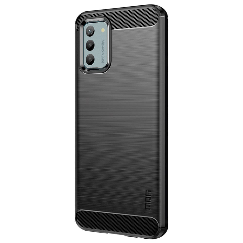 Nokia G42 Brushed Carbon Fiber Bagside Cover - Sort