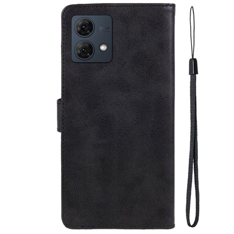 Motorola Moto G84 Læder Flip Cover m. Pung & Strop - Sort