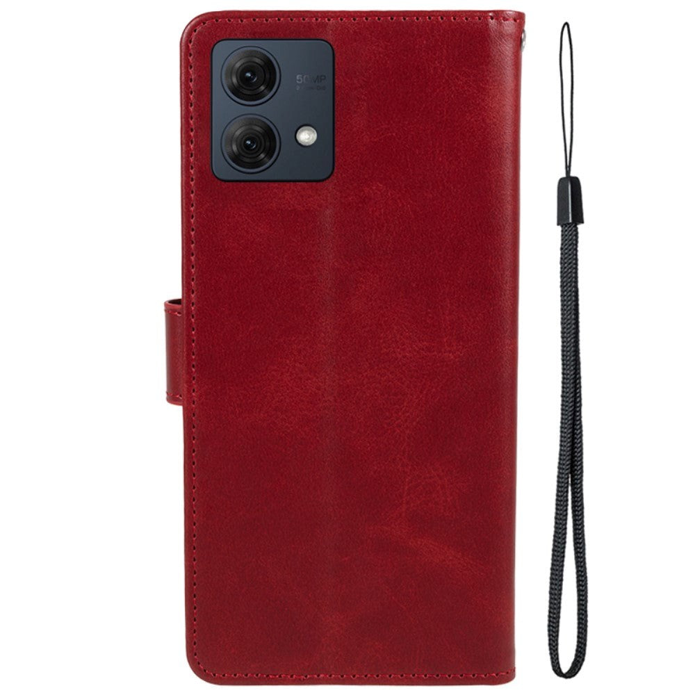 Motorola Moto G84 Læder Flip Cover m. Pung & Strop - Rød