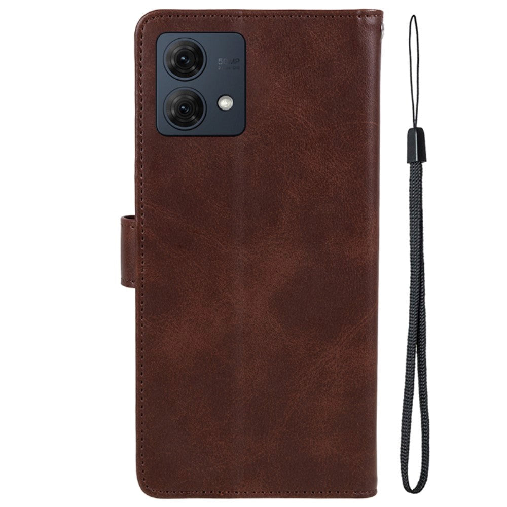 Motorola Moto G84 Læder Flip Cover m. Pung & Strop - Brun