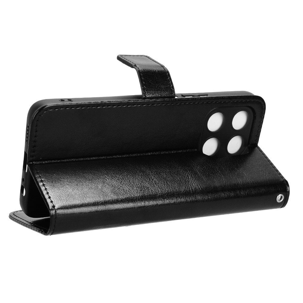 Honor X6a - EIDERWOOD Kunstlæder Flip Cover m. Strop - Sort