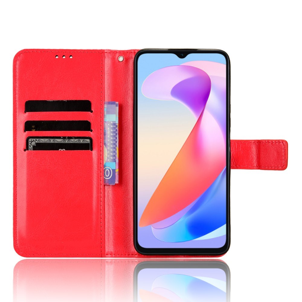 Honor X6a - EIDERWOOD Kunstlæder Flip Cover m. Strop - Rød