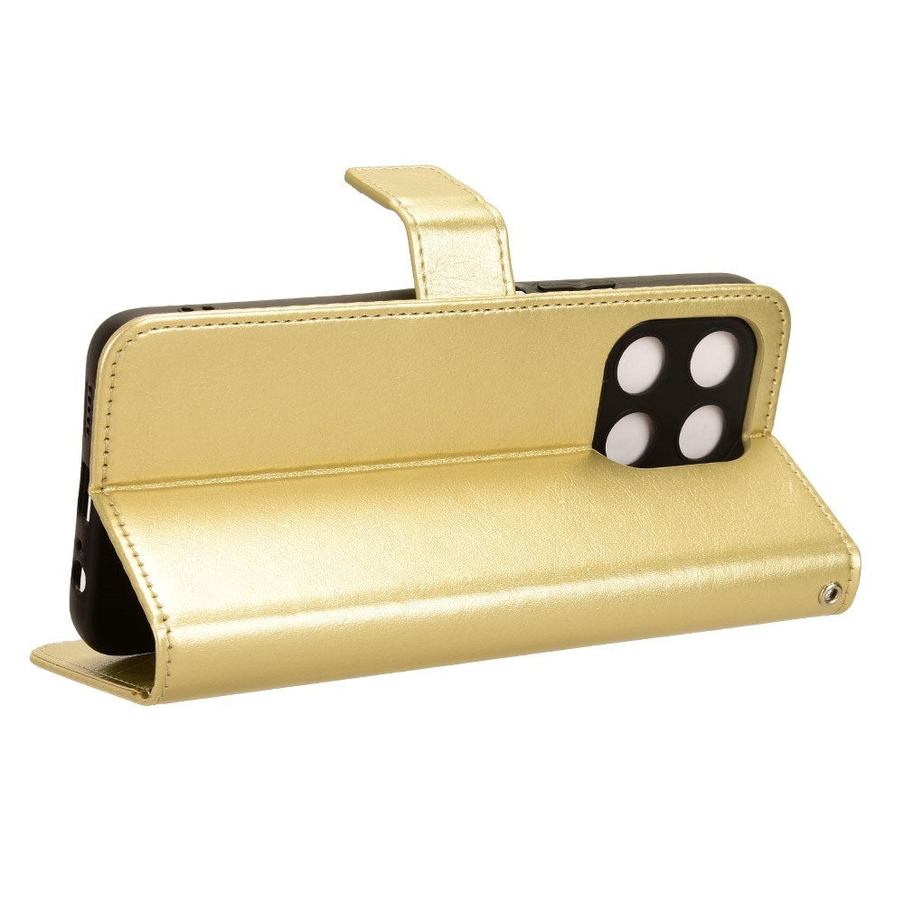 Honor X6a - EIDERWOOD Kunstlæder Flip Cover m. Strop - Guld