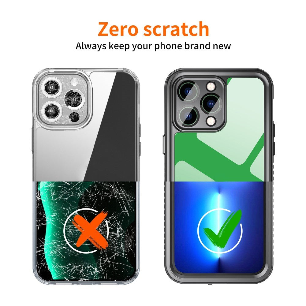 iPhone 14 Pro Max IP68 Støv- & Vandtæt Case - Gennemsigtig / Sort