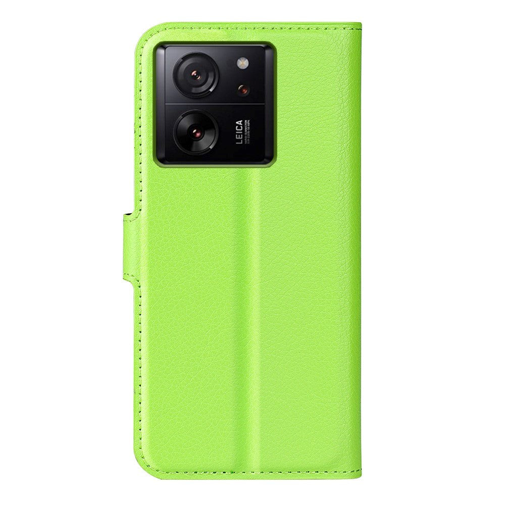 Xiaomi 13T / 13T Pro Litchi Læder Flip Cover m. Pung - Grøn