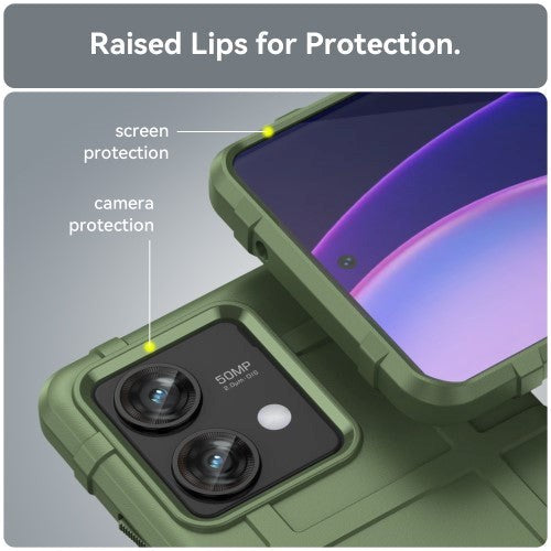 Motorola Edge 40 Neo Rugged Shield Bagside Cover - Grøn