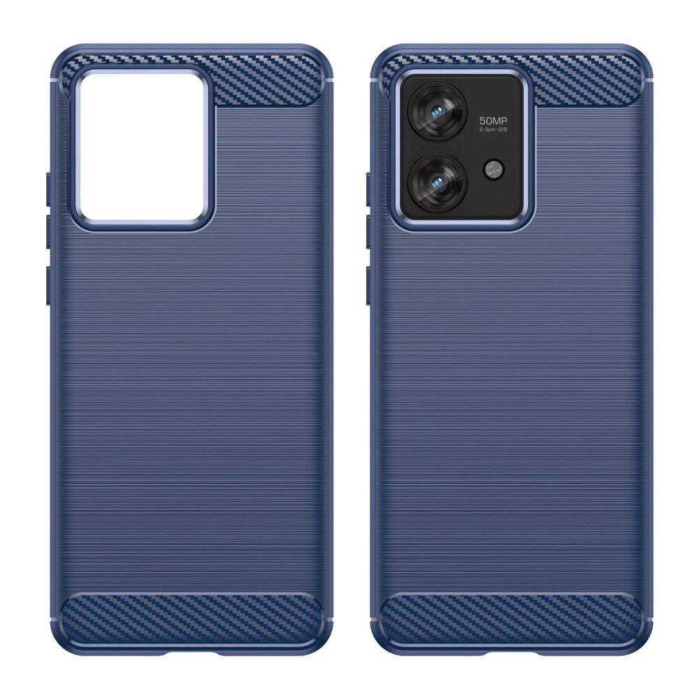 Motorola Edge 40 Neo Brushed Carbon Plastik Bagside Cover - Blå