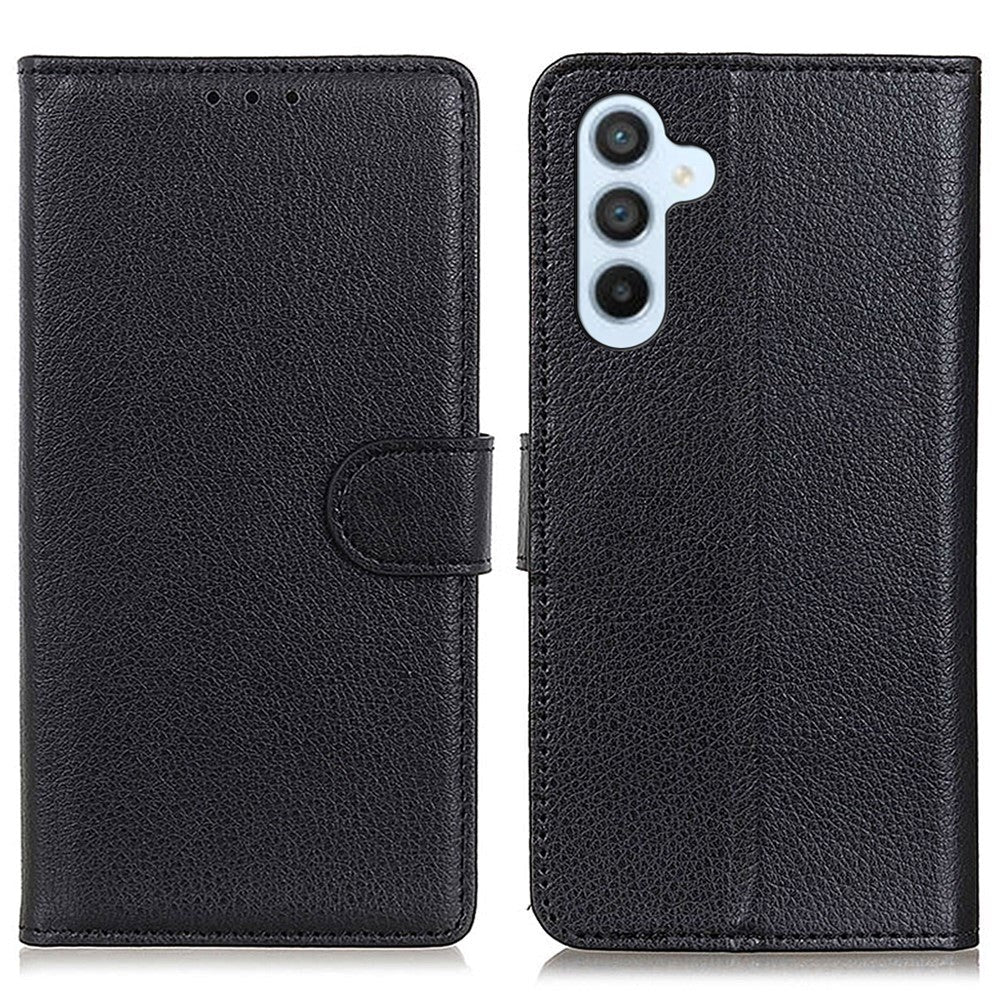 Samsung Galaxy A05s Litchi Læder Flip Cover m. Pung - Sort