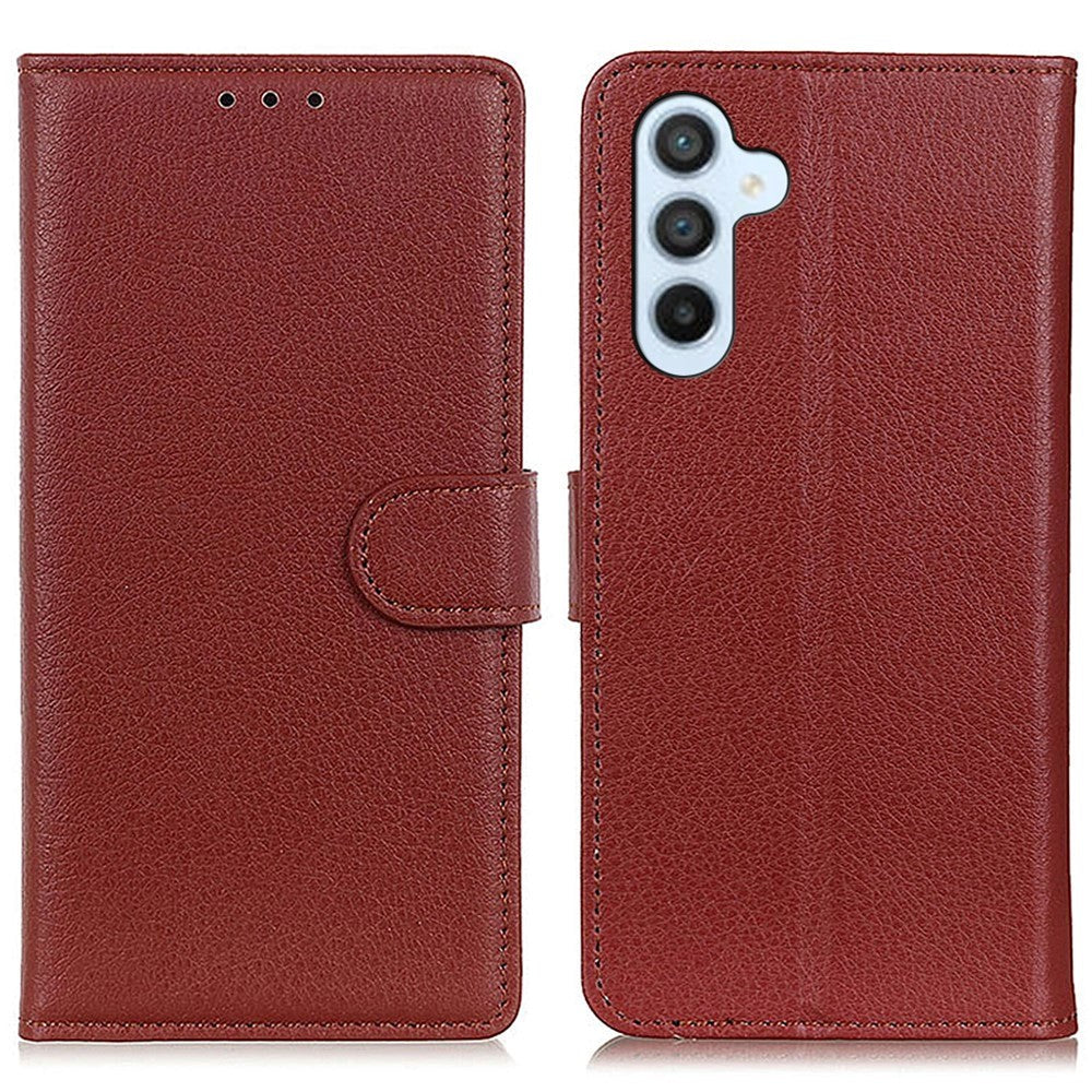 Samsung Galaxy A05s Litchi Læder Flip Cover m. Pung - Brun