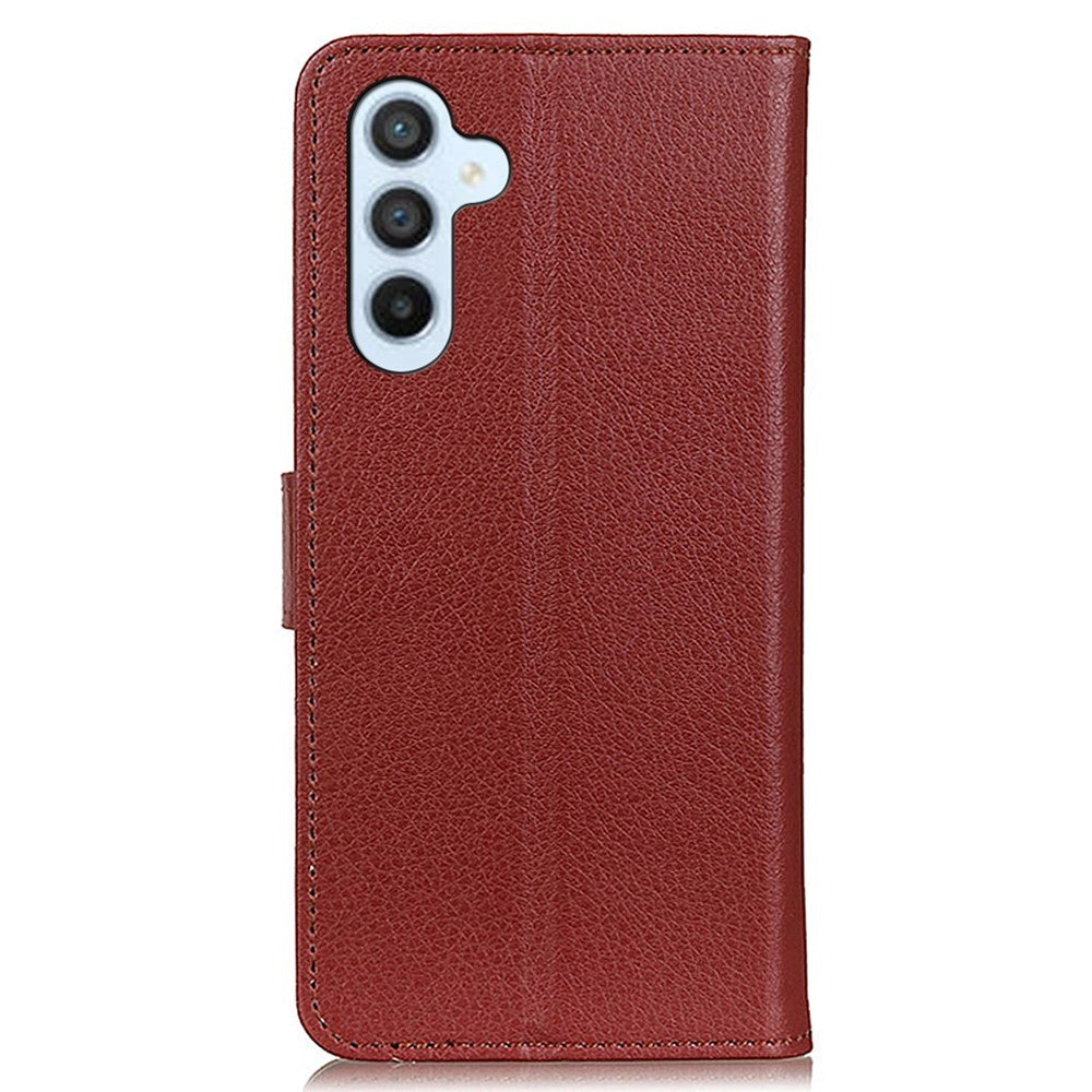 Samsung Galaxy A05s Litchi Læder Flip Cover m. Pung - Brun