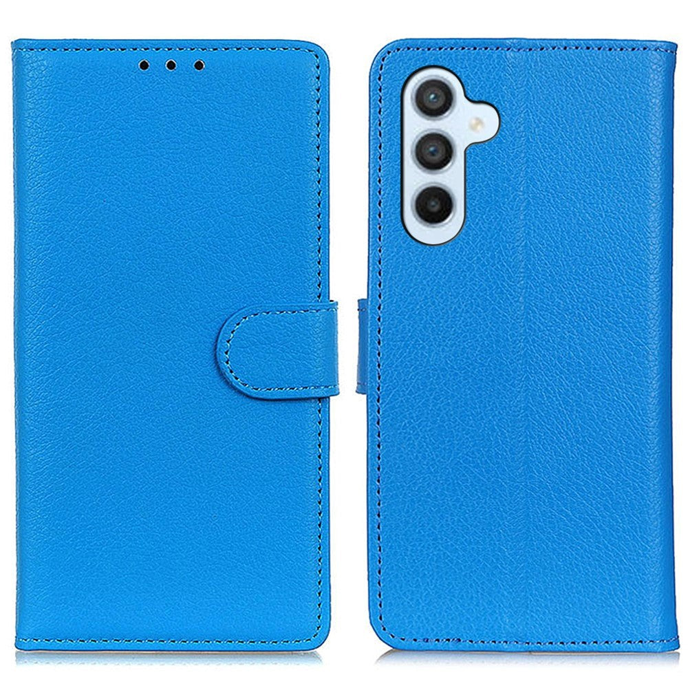 Samsung Galaxy A05s Litchi Læder Flip Cover m. Pung - Blå