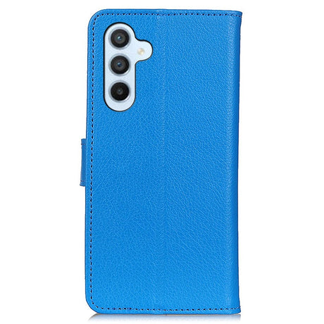 Samsung Galaxy A05s Litchi Læder Flip Cover m. Pung - Blå