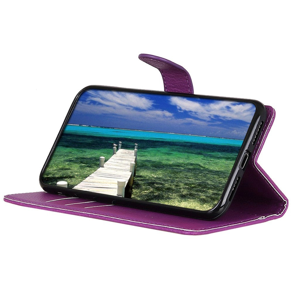 Samsung Galaxy A05s Litchi Læder Flip Cover m. Pung - Lilla