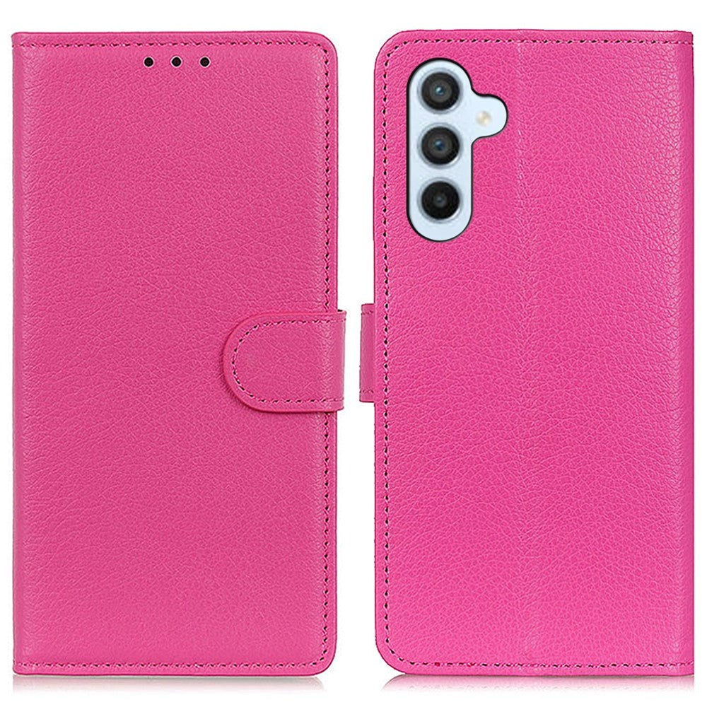 Samsung Galaxy A05s Litchi Læder Flip Cover m. Pung - Lyserød