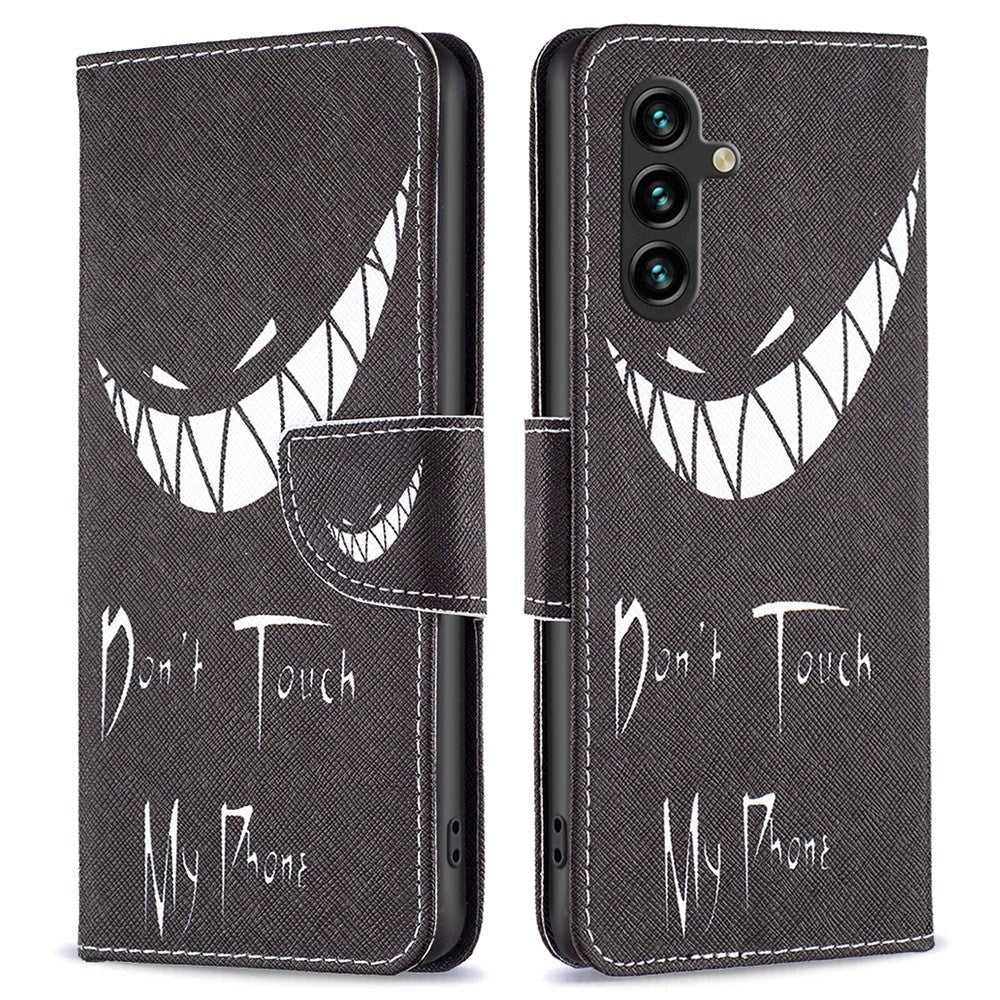 Samsung Galaxy A15 (5G) / A15 Læder Flip Cover m. Pung & Ståfunktion - "Don't Touch My Phone"