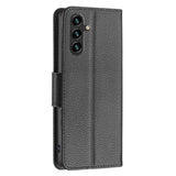 Samsung Galaxy A15 (5G) / A15 PU Litchi Læder Flip Cover m. Pung & Strop - Sort