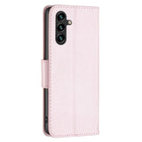 Samsung Galaxy A15 (5G) / A15 PU Litchi Læder Flip Cover m. Pung & Strop - Rose Gold