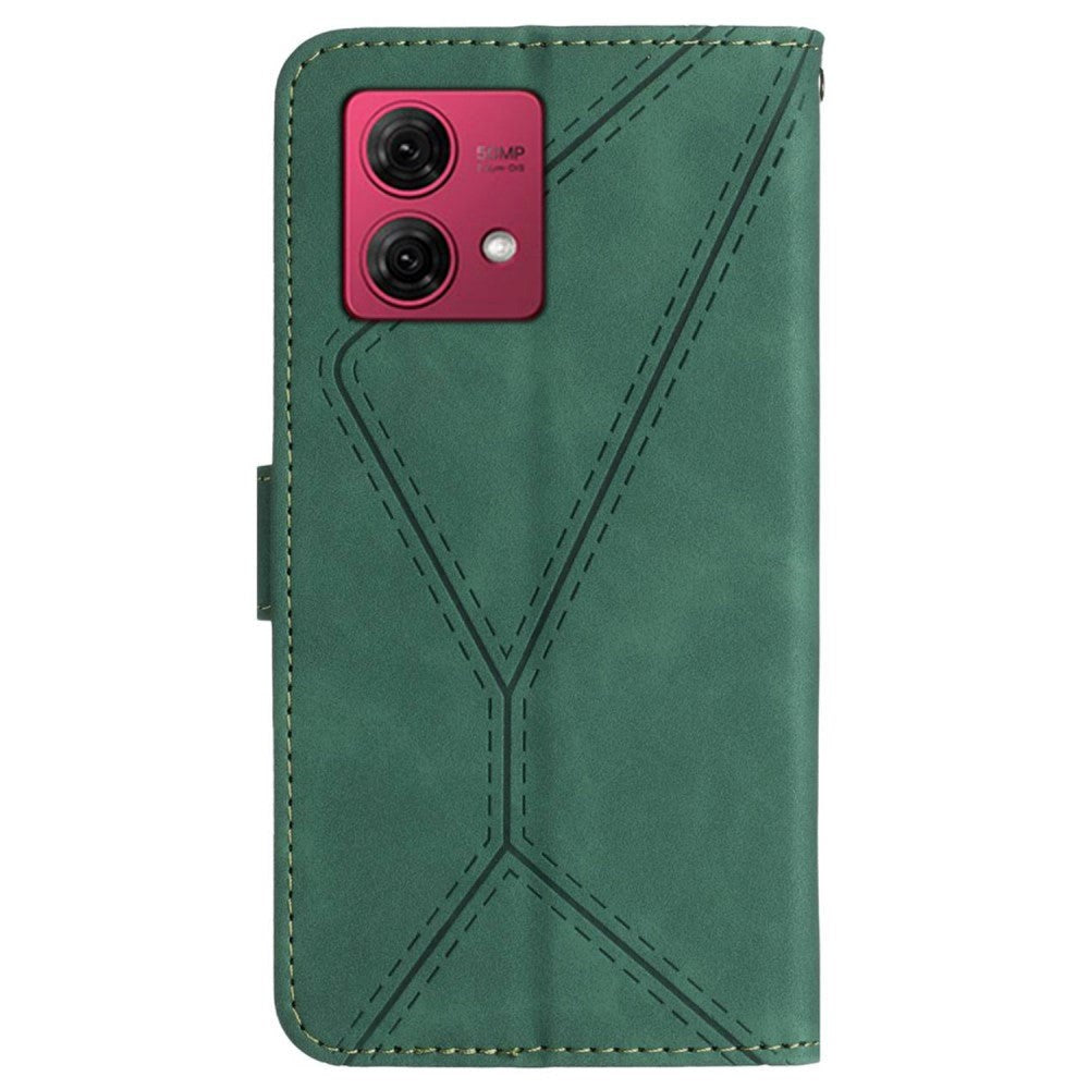 Motorola Edge 40 Neo Mønstret Læder Flip Cover m. Pung & Strop - Grøn