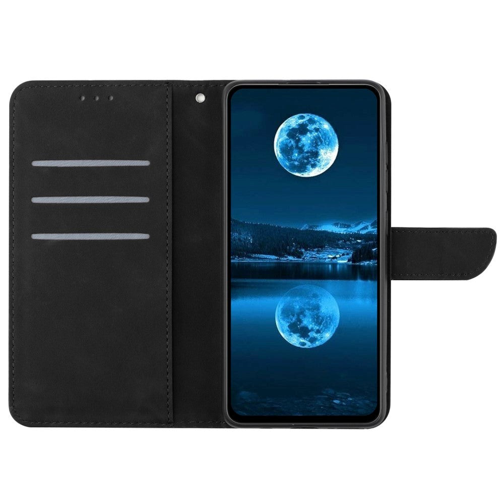 Motorola Edge 40 Neo Mønstret Læder Flip Cover m. Pung & Strop - Sort