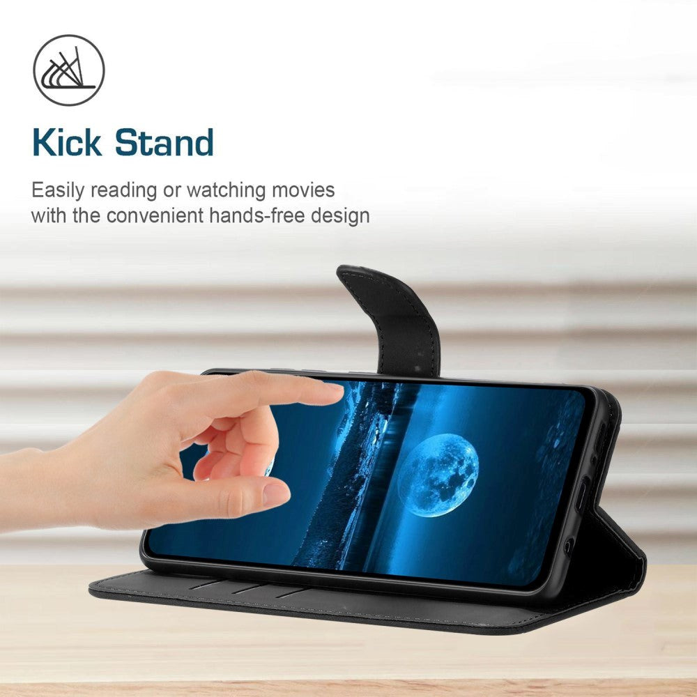Motorola Edge 40 Neo Mønstret Læder Flip Cover m. Pung & Strop - Sort