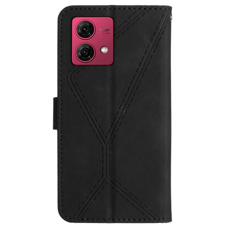 Motorola Edge 40 Neo Mønstret Læder Flip Cover m. Pung & Strop - Sort