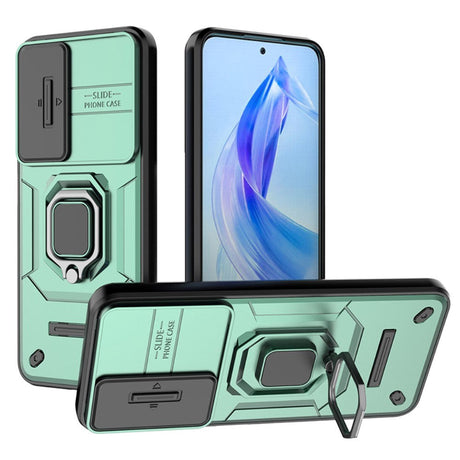 Honor 90 Lite Håndværker Bagside Cover m. Magnetisk Kickstand & Cam Slider - Grøn