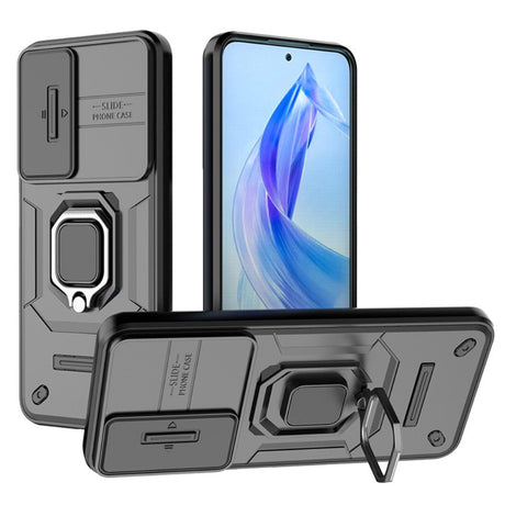 Honor 90 Lite Håndværker Bagside Cover m. Magnetisk Kickstand & Cam Slider - Sort