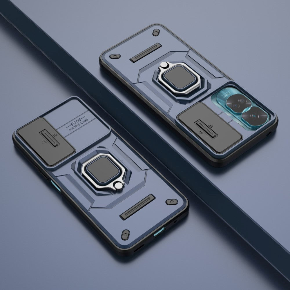 Honor 90 Lite Håndværker Bagside Cover m. Magnetisk Kickstand & Cam Slider - Blå