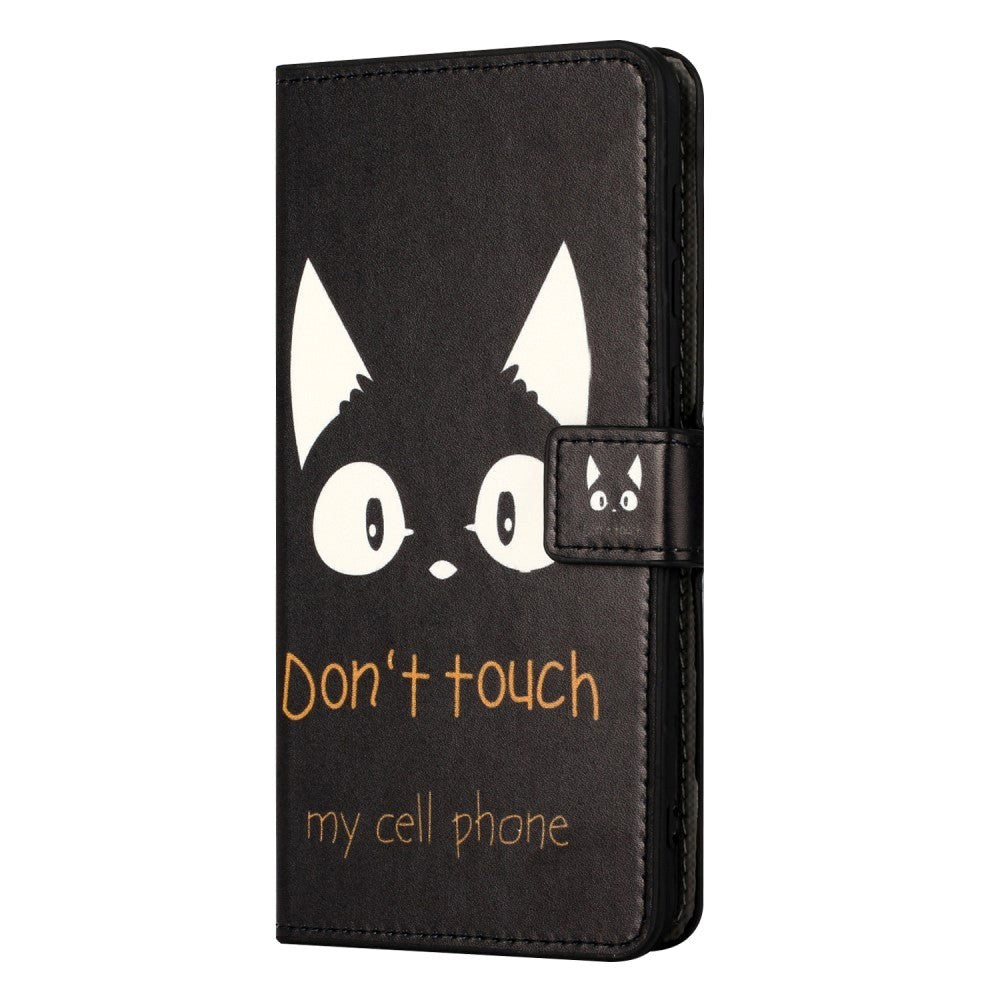 Samsung Galaxy A15 (5G) / A15 Læder Flip Cover m. Pung & Ståfunktion - "Don't Touch My Cell Phone"