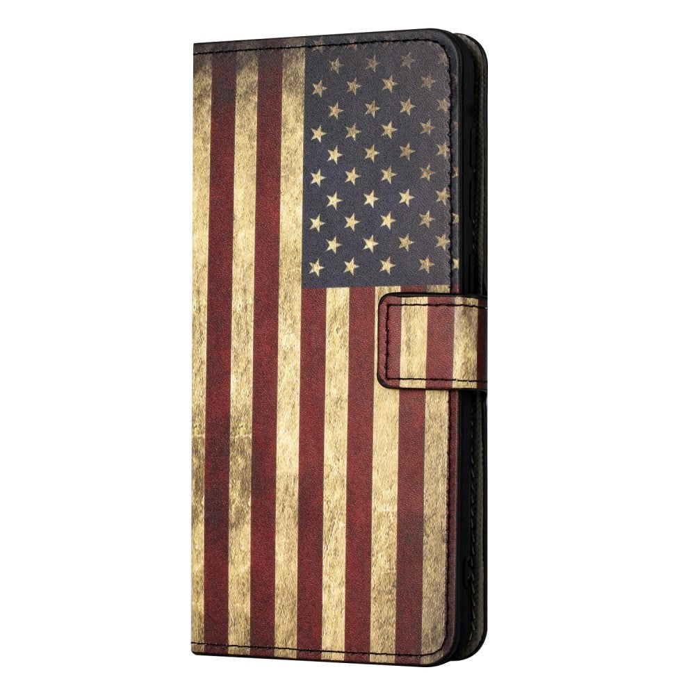 Samsung Galaxy A15 (5G) / A15 Læder Flip Cover m. Pung & Ståfunktion - Amerikansk Flag