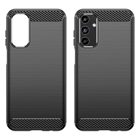 Samsung Galaxy A15 (5G) / A15 Brushed Carbon Fiber Fleksibelt Plastik Bagside Cover - Sort