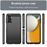 Samsung Galaxy A15 (5G) / A15 Brushed Carbon Fiber Fleksibelt Plastik Bagside Cover - Sort