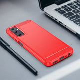 Samsung Galaxy A05s Brushed Carbon Bagside Cover - Rød