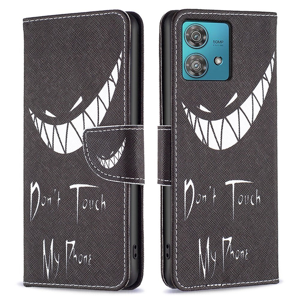 EIDERWOOD Motorola Edge 40 Neo Kunstlæder Flip Cover m. Pung & Print - "Don't Touch My Phone"