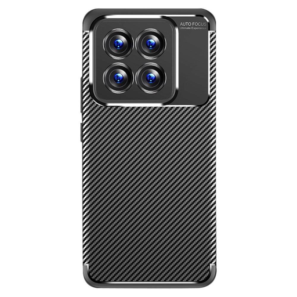Xiaomi 14 Pro Carbon Fiber Fleksibelt Plastik Bagside Cover - Sort