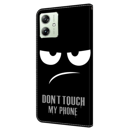 Motorola Moto G54 Læder Flip Cover m. Pung & Print - "Don't Touch My Phone"