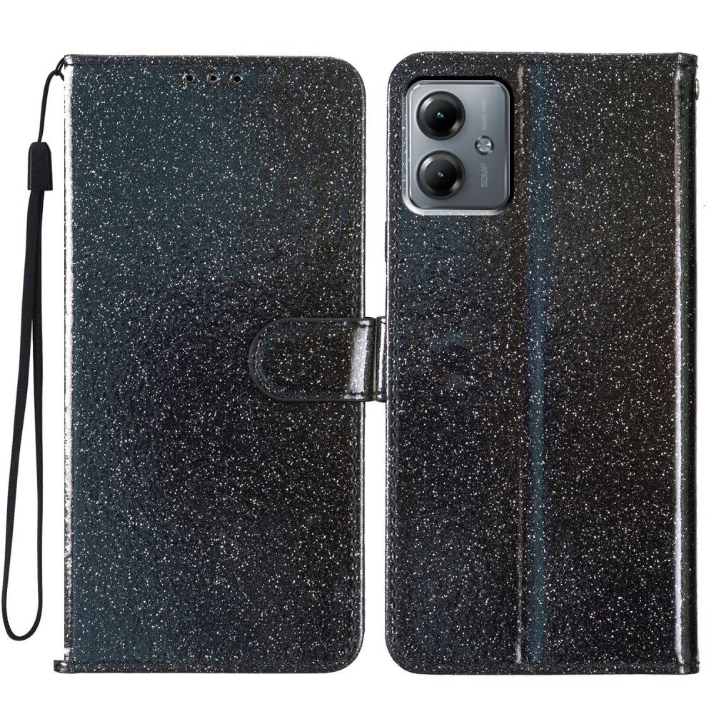 EIDERWOOD Motorola Moto G54 Læder Flip Cover m. Pung & Strop - Glimmer - Sort