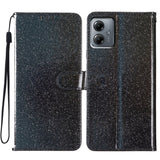 EIDERWOOD Motorola Moto G54 Læder Flip Cover m. Pung & Strop - Glimmer - Sort