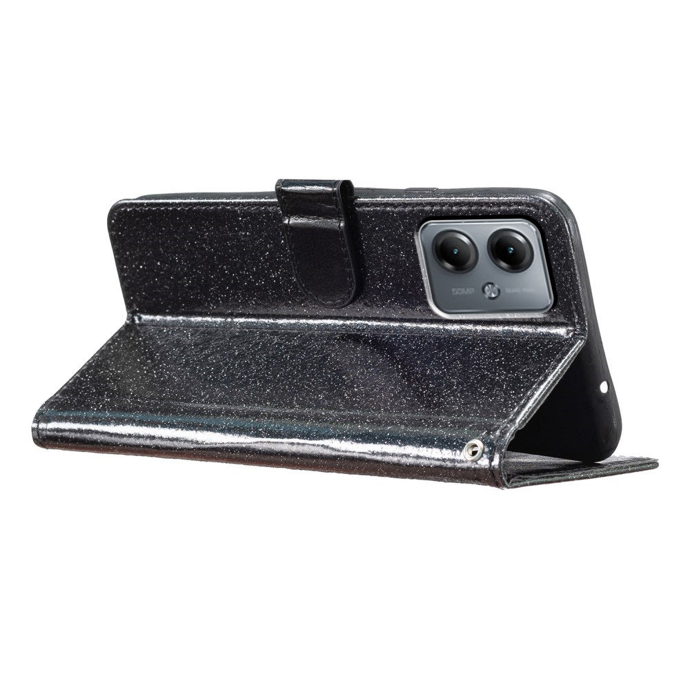 EIDERWOOD Motorola Moto G54 Læder Flip Cover m. Pung & Strop - Glimmer - Sort