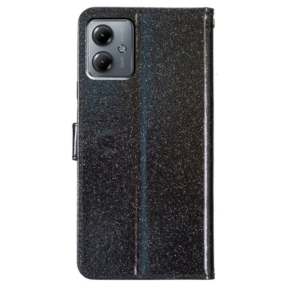 EIDERWOOD Motorola Moto G54 Læder Flip Cover m. Pung & Strop - Glimmer - Sort