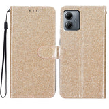 EIDERWOOD Motorola Moto G54 Læder Flip Cover m. Pung & Strop - Glimmer - Guld