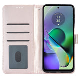 EIDERWOOD Motorola Moto G54 Læder Flip Cover m. Pung & Strop - Glimmer - Rose Gold