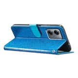 EIDERWOOD Motorola Moto G54 Læder Flip Cover m. Pung & Strop - Glimmer - Blå