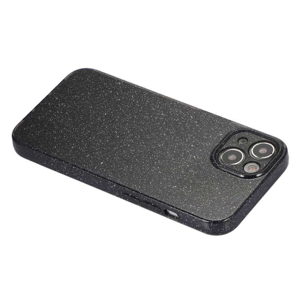 iPhone 15 Fleksibelt Plastik Bagside Cover m. Glimmer - Sort