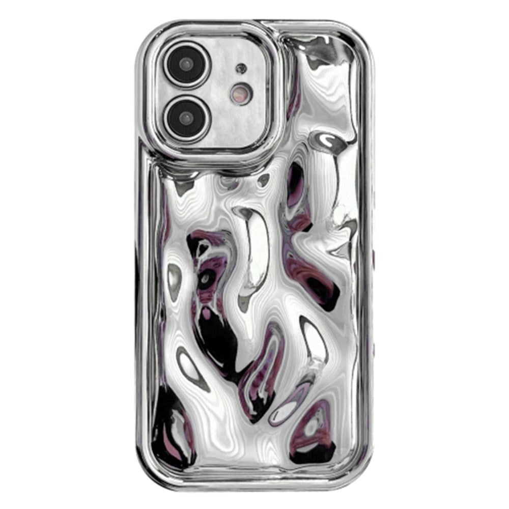 iPhone 12 Fleksibel Plastik Cover m. Ujævn og Skinnende Overflade - Sølv