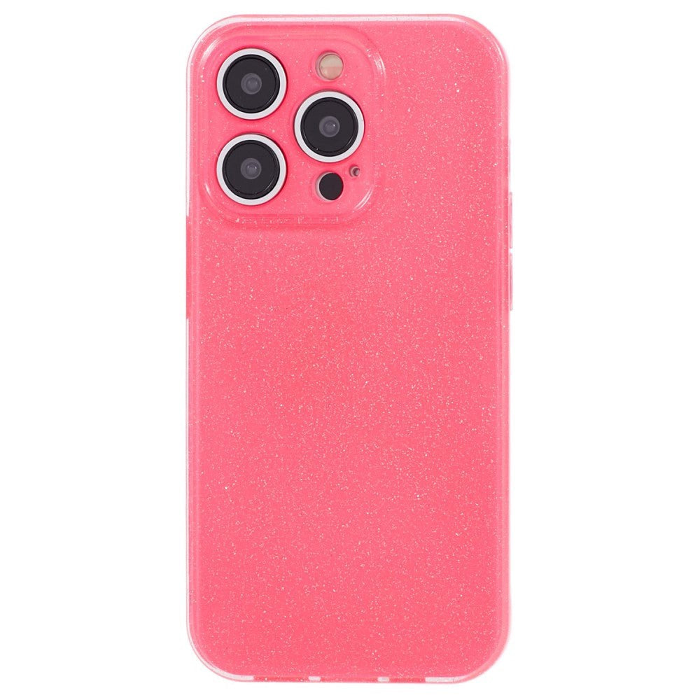 iPhone 15 Pro Fleksibelt Plastik Bagside Cover m. Glimmer - Pink