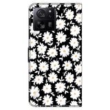 Xiaomi 13T / 13T Pro Læder Flip Cover m. Pung & Print - Hvide Blomster