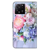 Xiaomi 13T / 13T Pro Læder Flip Cover m. Pung & Print - Blomsterbuket