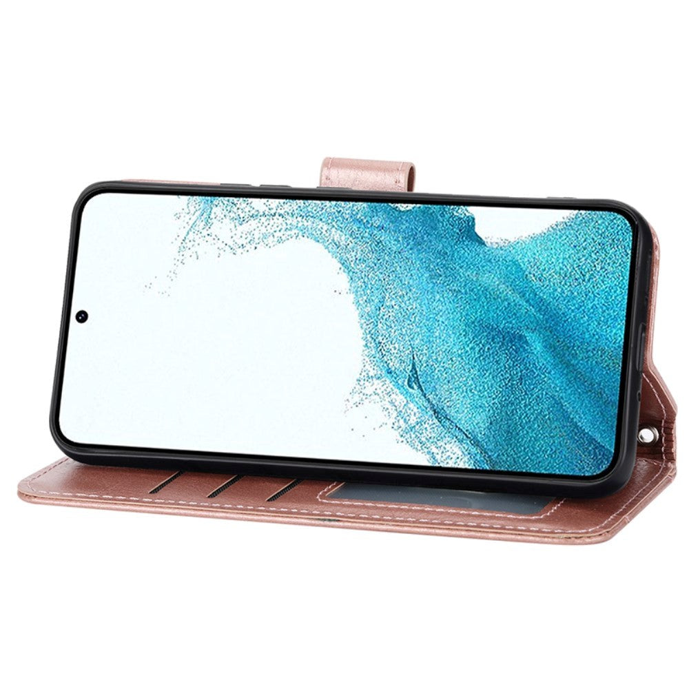 Samsung Galaxy A25 (5G) Læder Flip Cover m. Lynlåslomme & Strop - Rose Gold